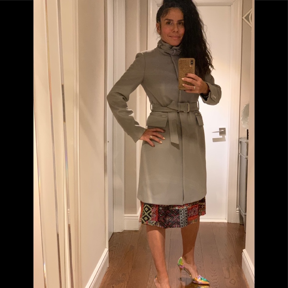 😍Zara Wool Coat, Taupe/Gray w/Belt & Snap Buttons